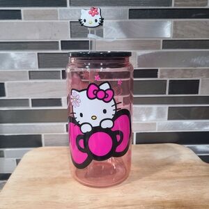 Hello Kitty Handmade Libbey Glass Cup